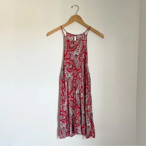 American Eagle Outfitters | Dresses | American Eagle High Neck Flowy Mini  Dress Red Size Medium | Poshmark